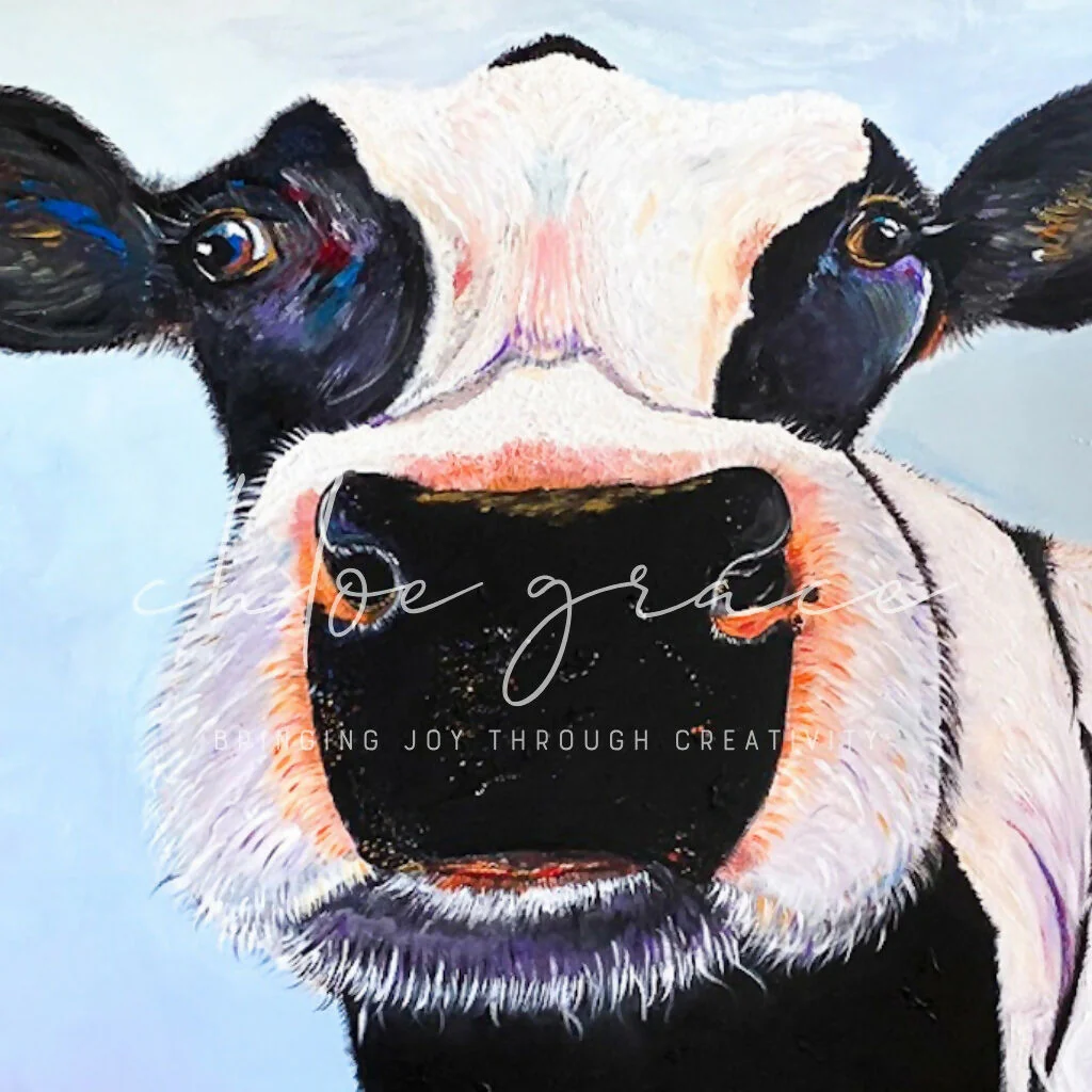 Friesian Cow A3 Art Print - Country Collection - Image 2