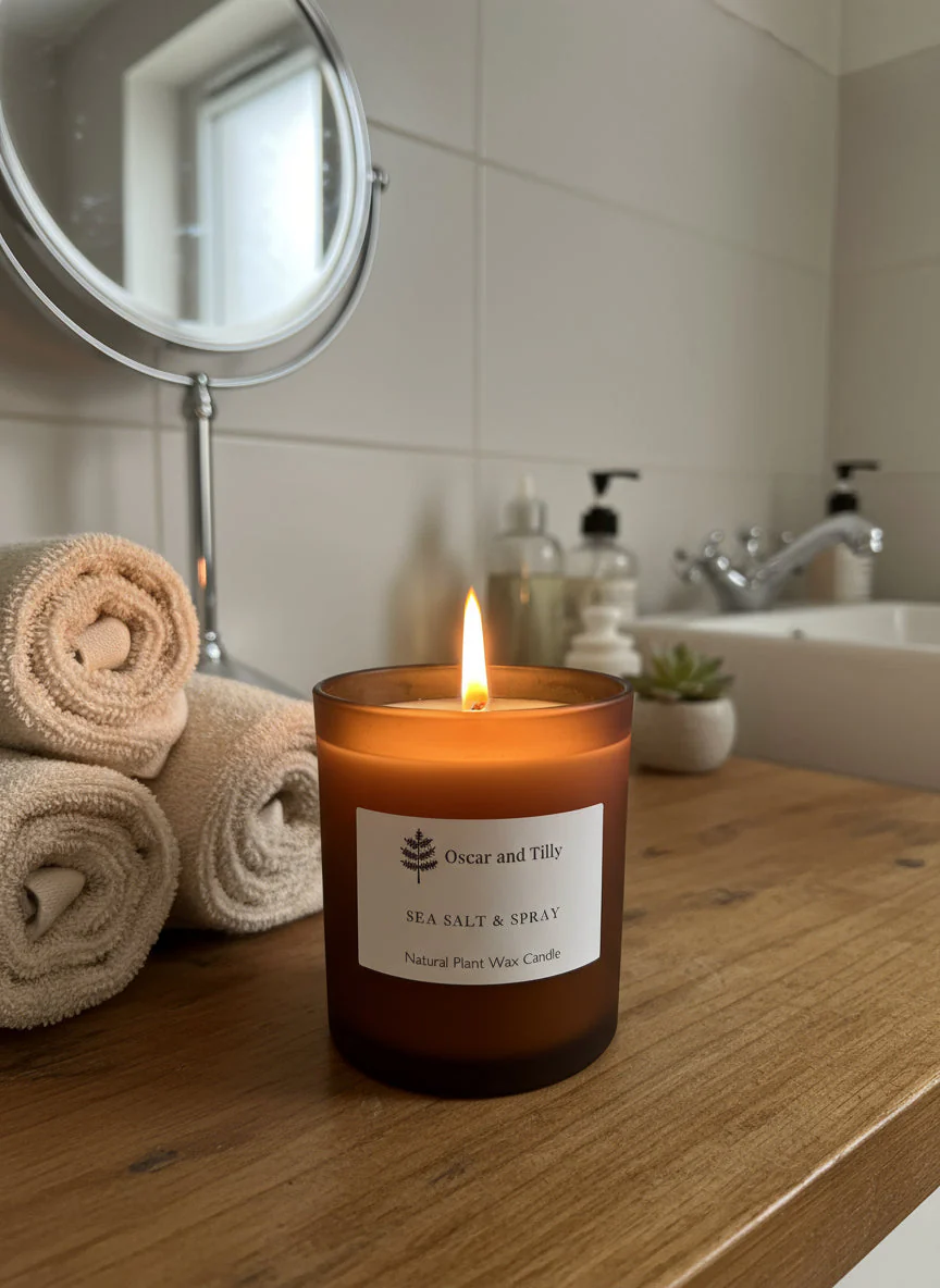 Frosted Amber Candle Jar - Sea Salt & Spray