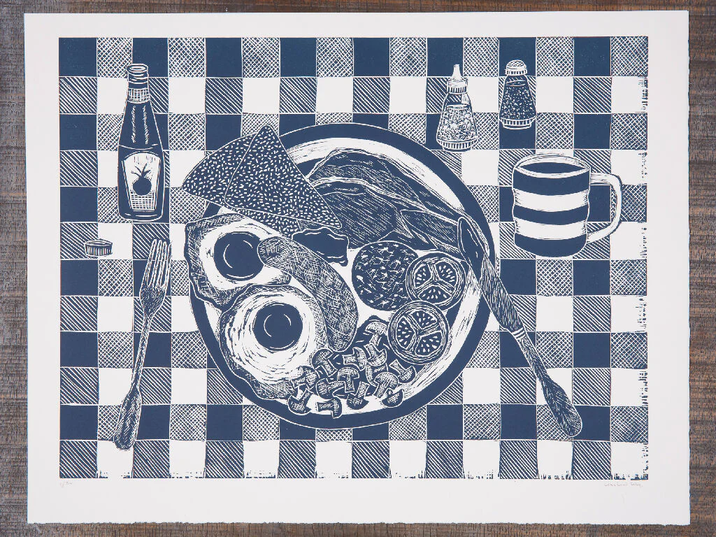 Full English Breakfast, Limited Edition Lino Print - Image 2