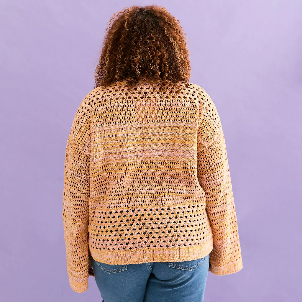 Gala Recycled Cotton Mix Pointelle Wide Sleeve Jumper - Orange - Image 15