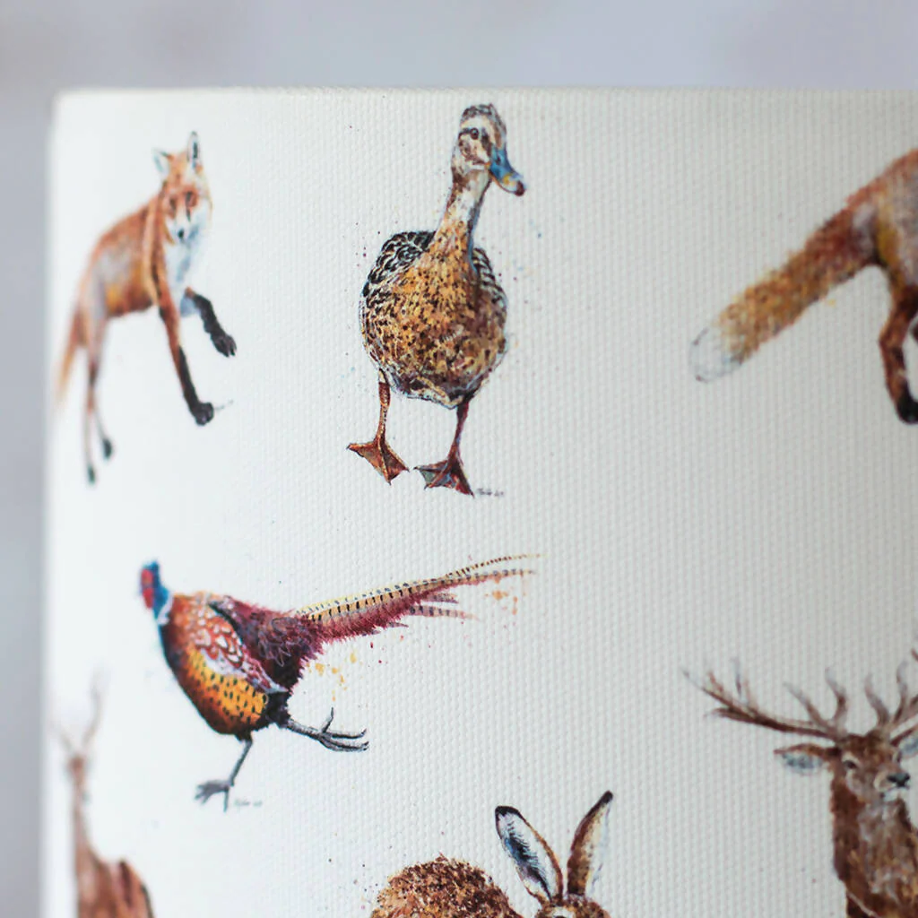 Game Wildlife Canvas Lampshade in Cream - Image 2