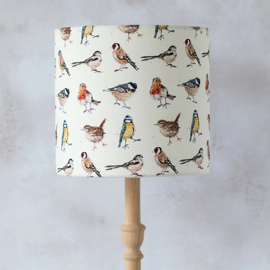 Garden Birds Canvas Lampshade in Cream