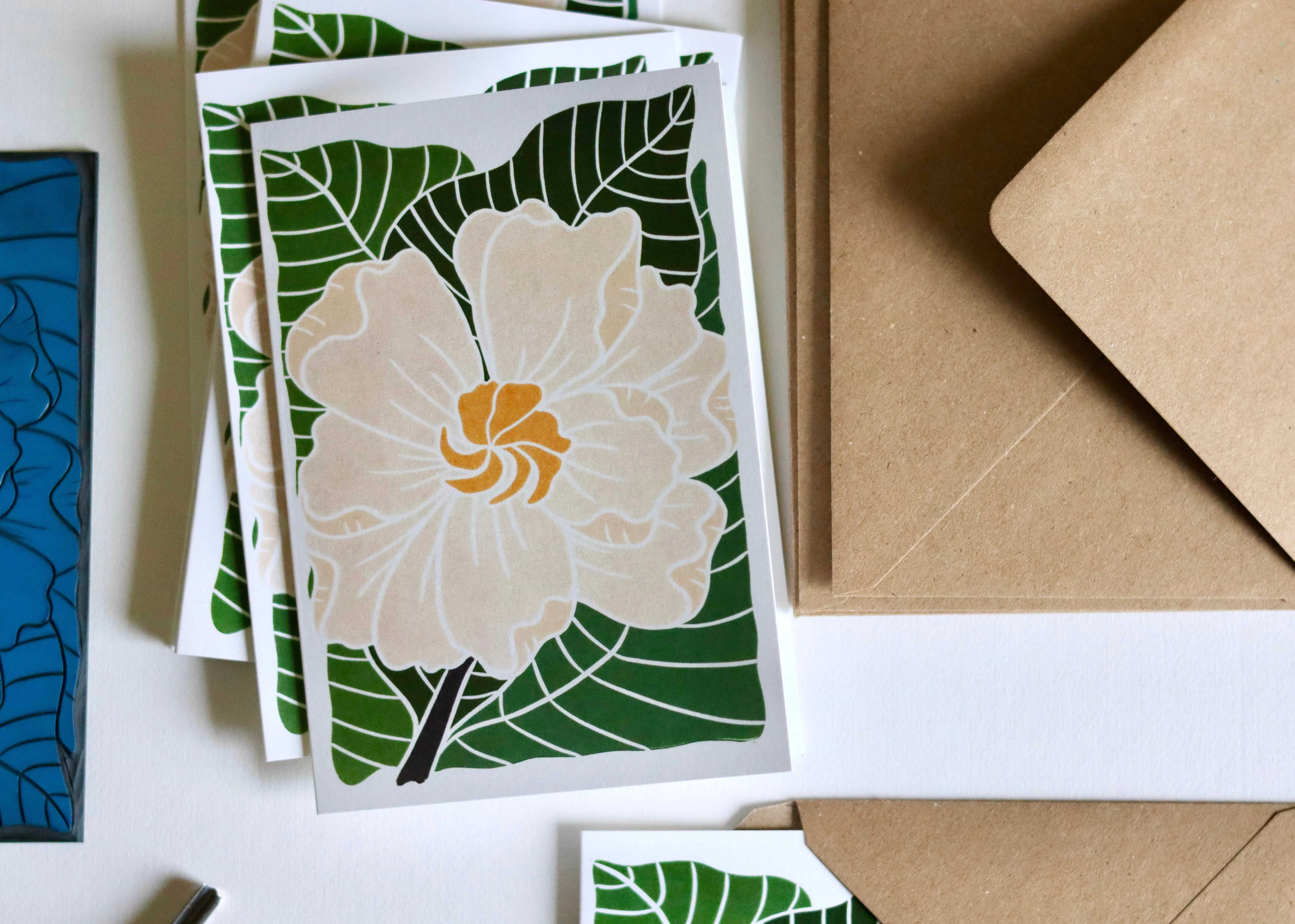Gardenia Flower Linocut Art Notecards | Set of 8 Notecards & Envelopes - Image 10