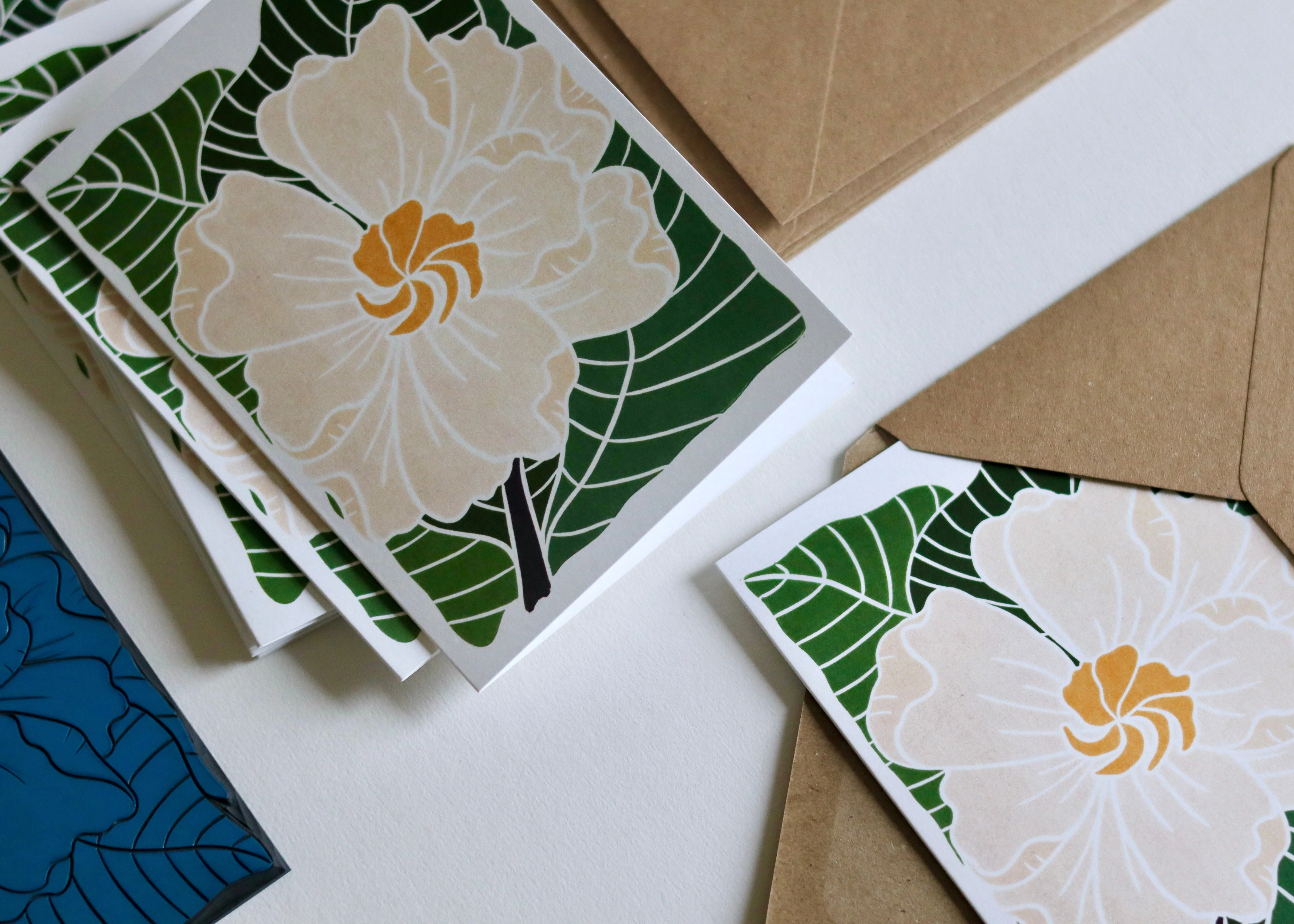 Gardenia Flower Linocut Art Notecards | Set of 8 Notecards & Envelopes - Image 7