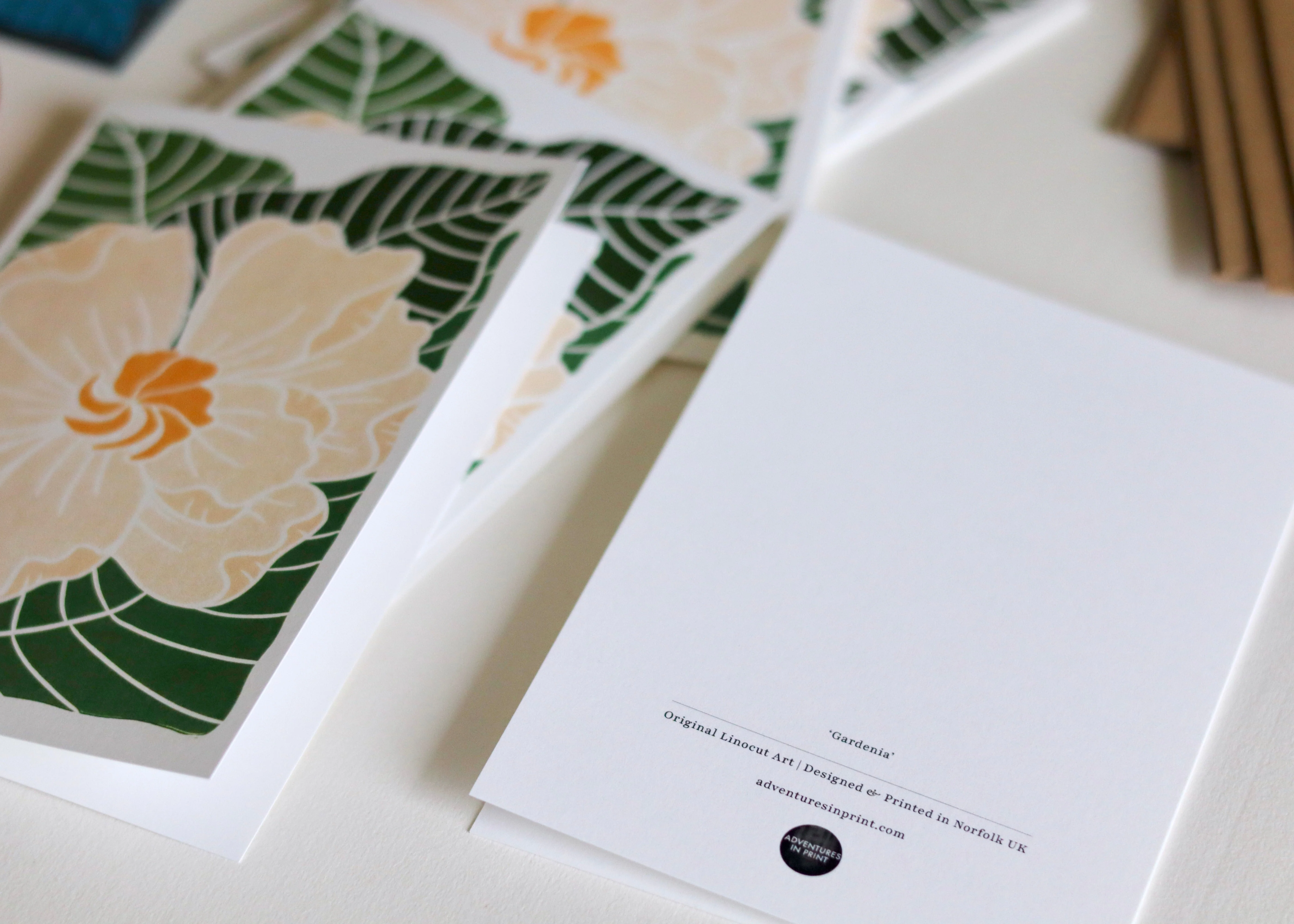 Gardenia Flower Linocut Art Notecards | Set of 8 Notecards & Envelopes - Image 9