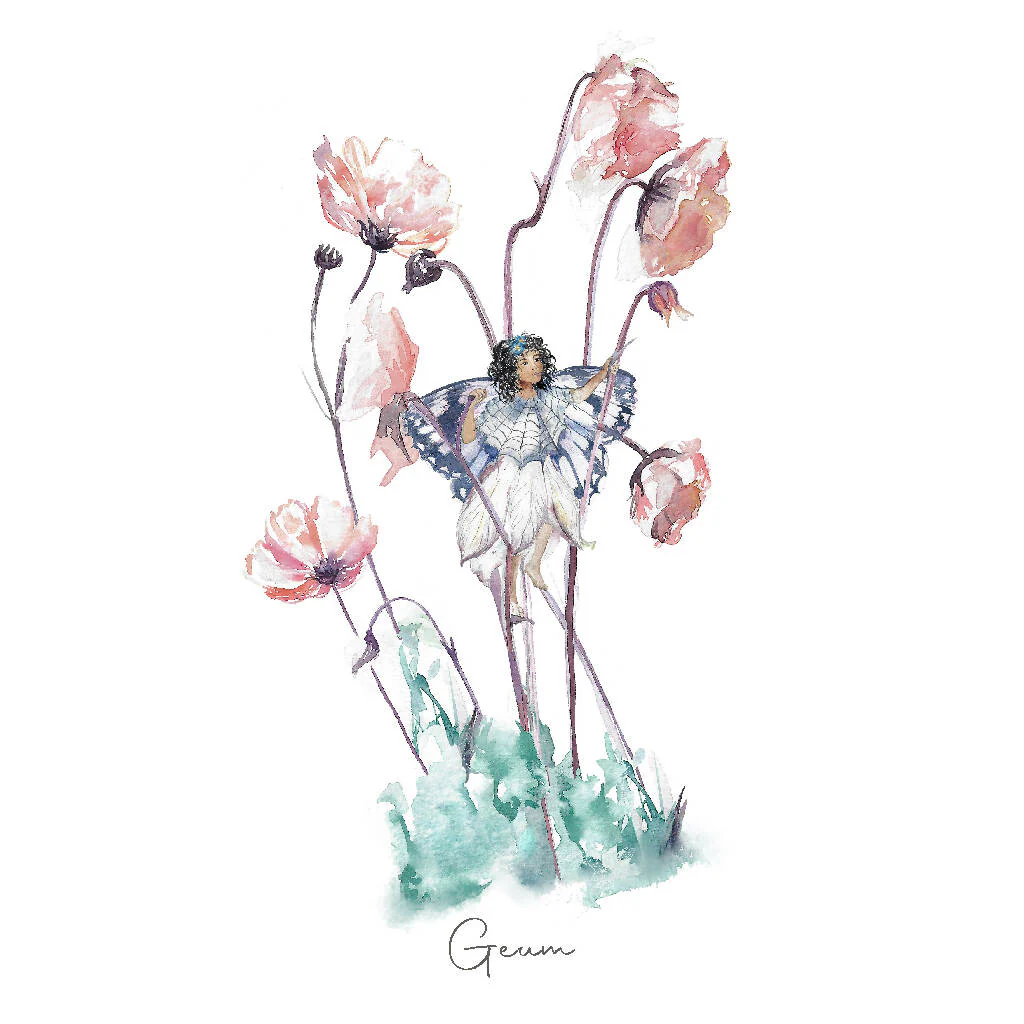 Geum Flower Fairy Watercolour Art Print - Image 2