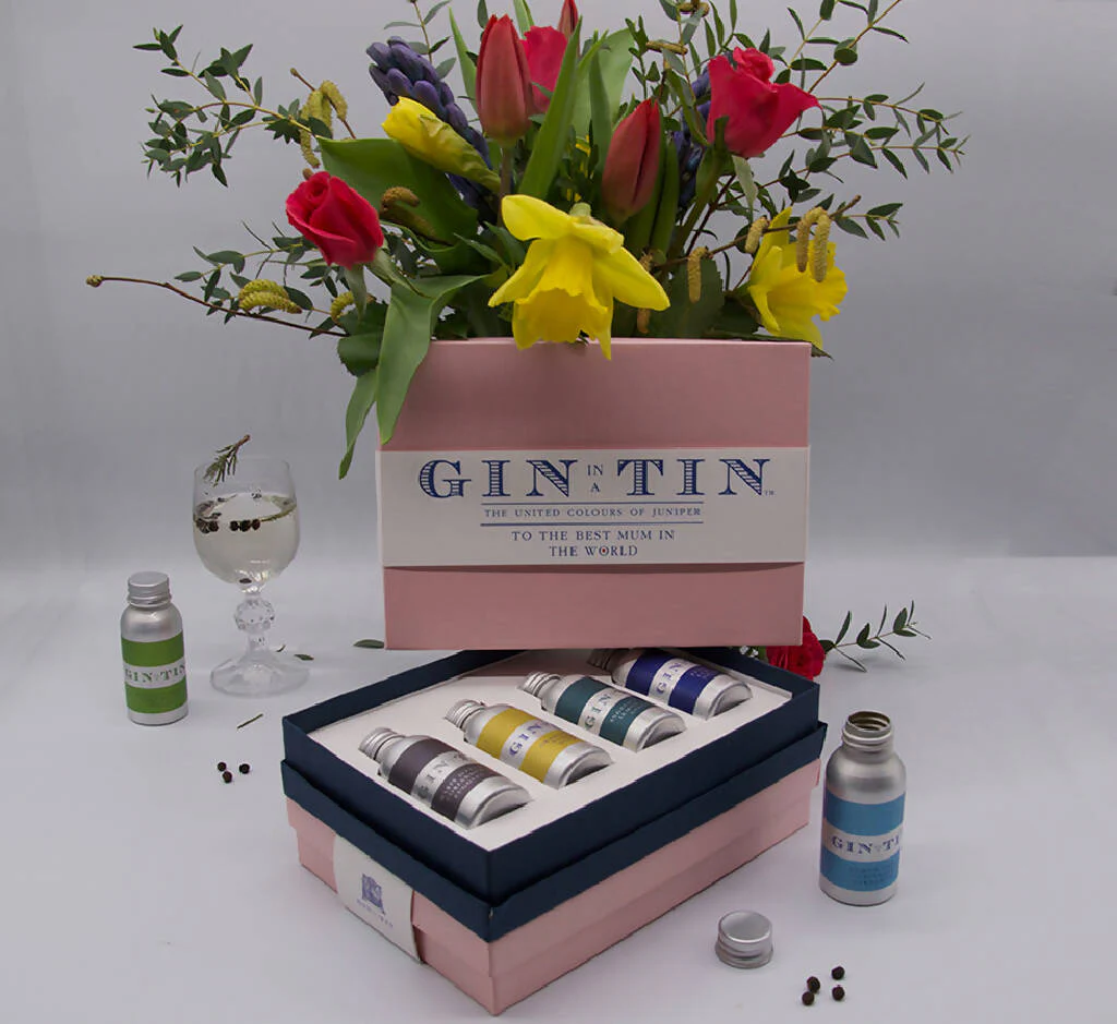 Gift Set Of Four Miniature Gins For Mums | 35ml x 4 Tins