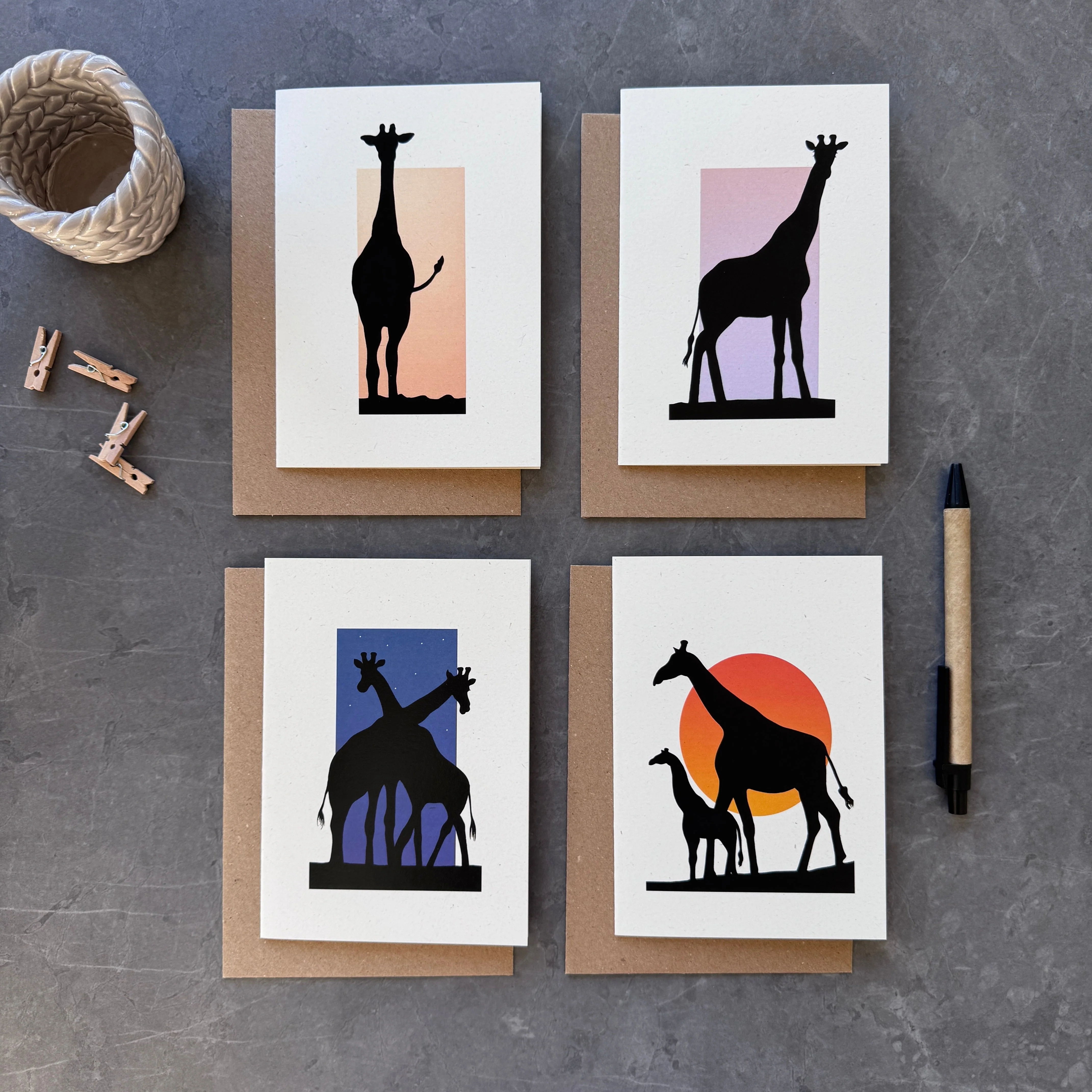 Giraffe Shadow Note Cards