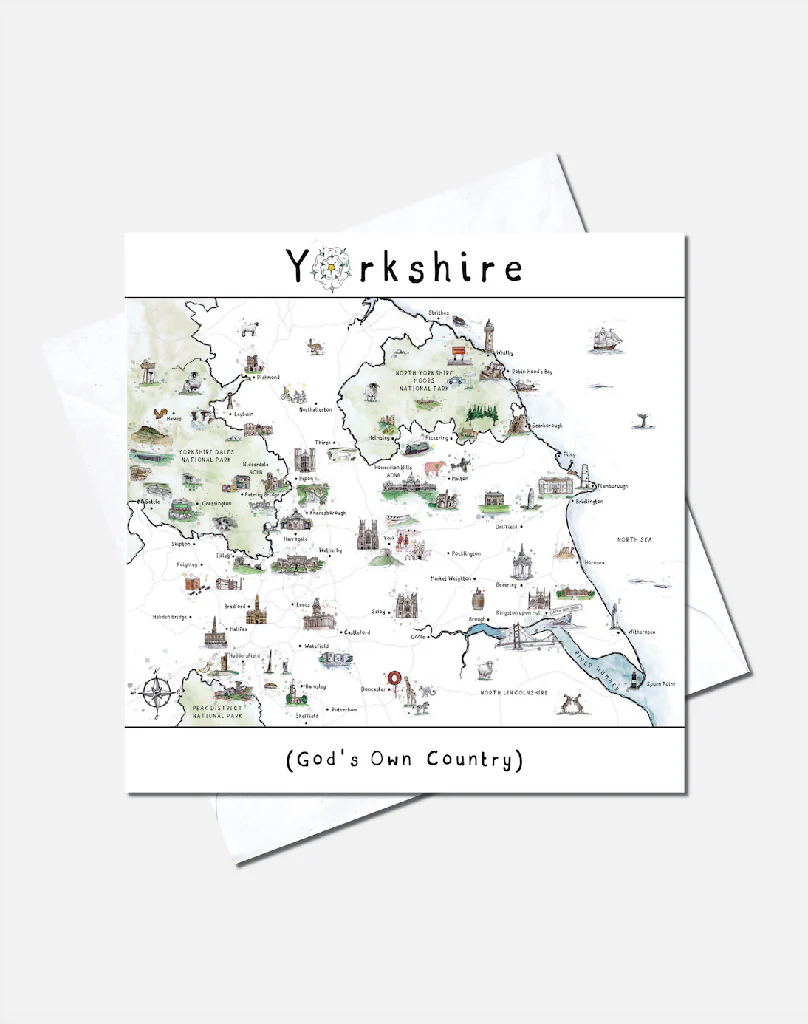God's Own Country , A Very Yorkshire Map | Greetings Card - Image 2