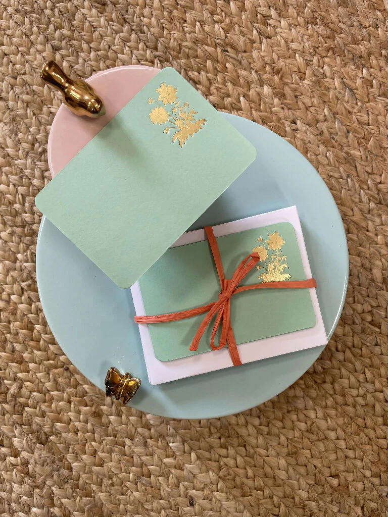 Gold Hot Foil Notecards in Mint