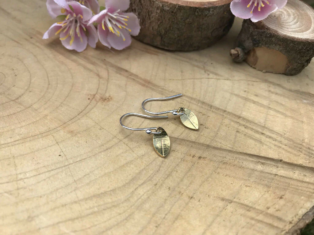 Gold Leaf Drop Earrings - Image 3