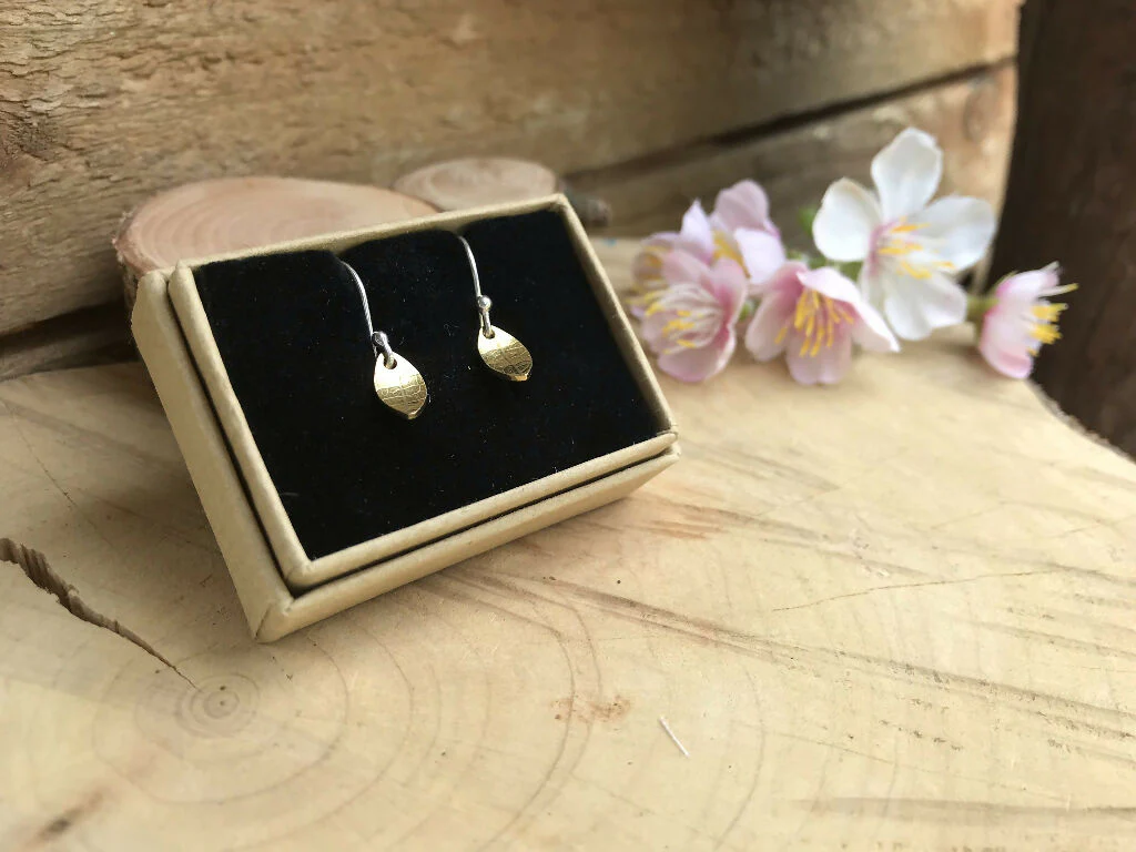 Gold Leaf Drop Earrings - Image 6