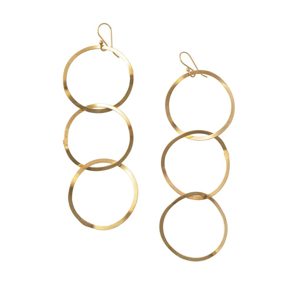 Gold Plated Silver Earrings - Interlinked Rings - Image 2