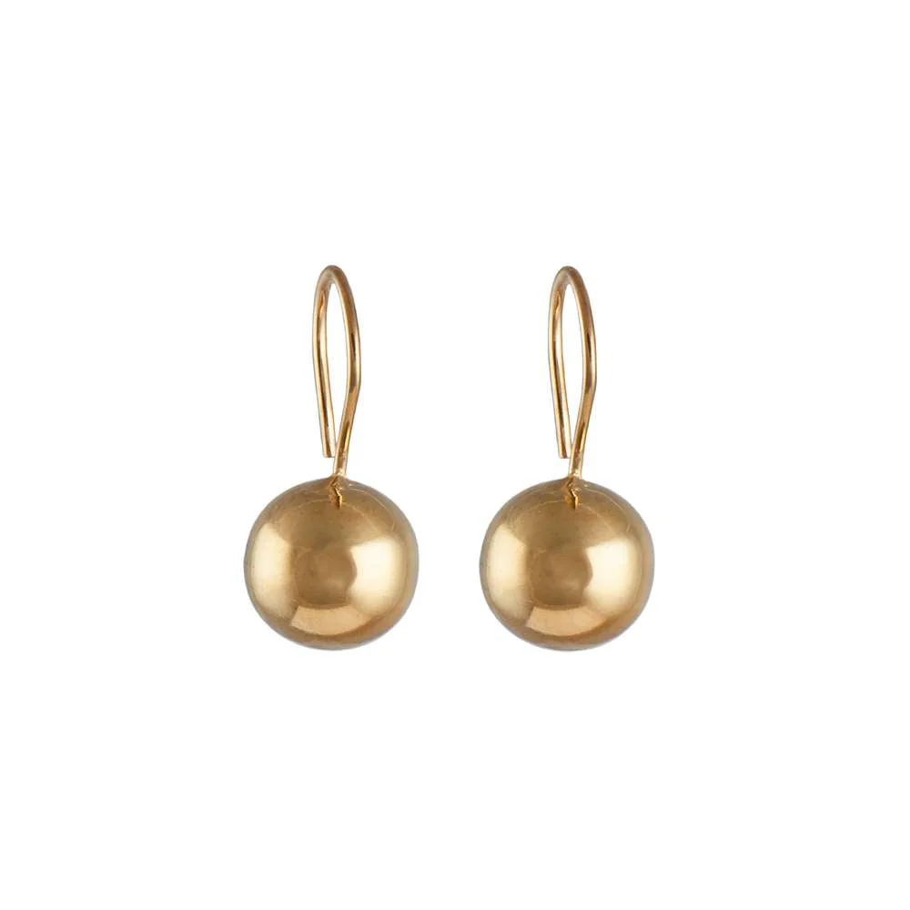 Gold Plated Silver Hook Earrings with Sphere Drop - Image 2
