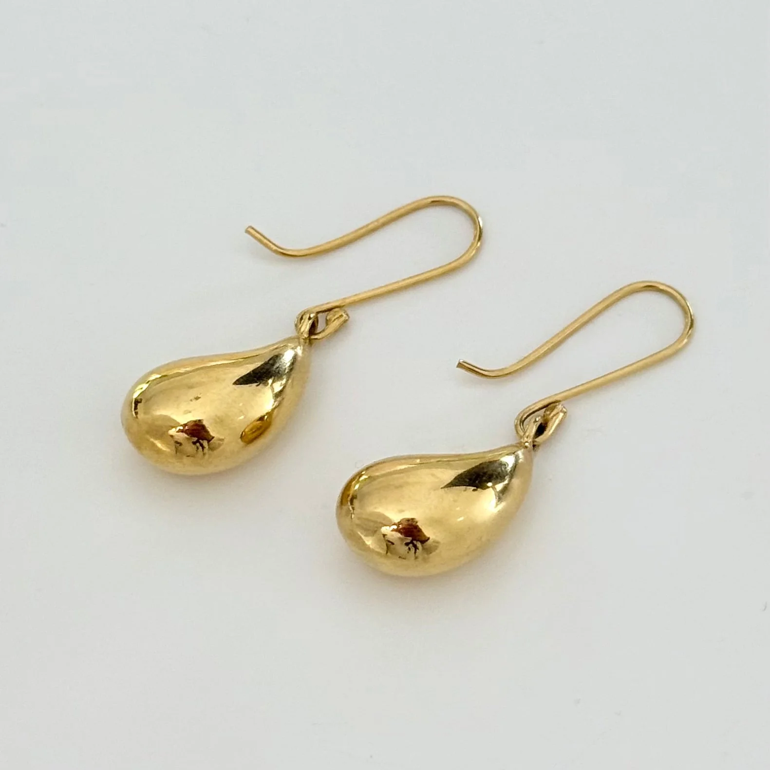 Gold Plated Sterling Silver Hook Earrings with a Chunky Curved Drop - Image 4