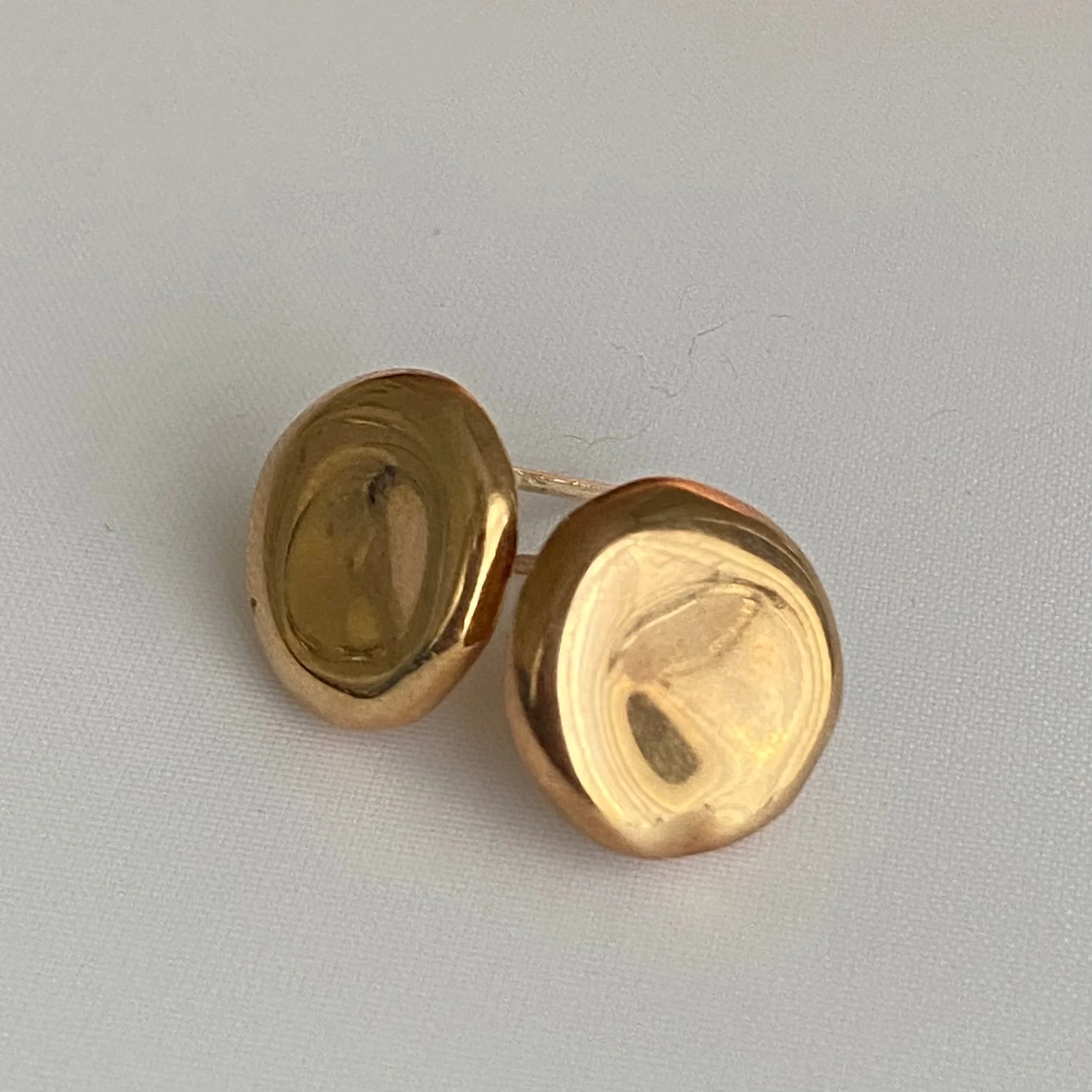Gold Plated Sterling Silver Round Organic Concave Shaped Studs - Image 3