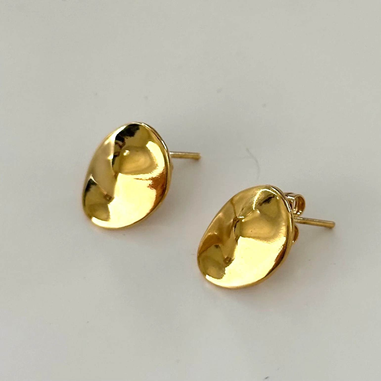 Gold Plated Sterling Silver Round Organic Dome Shaped Studs