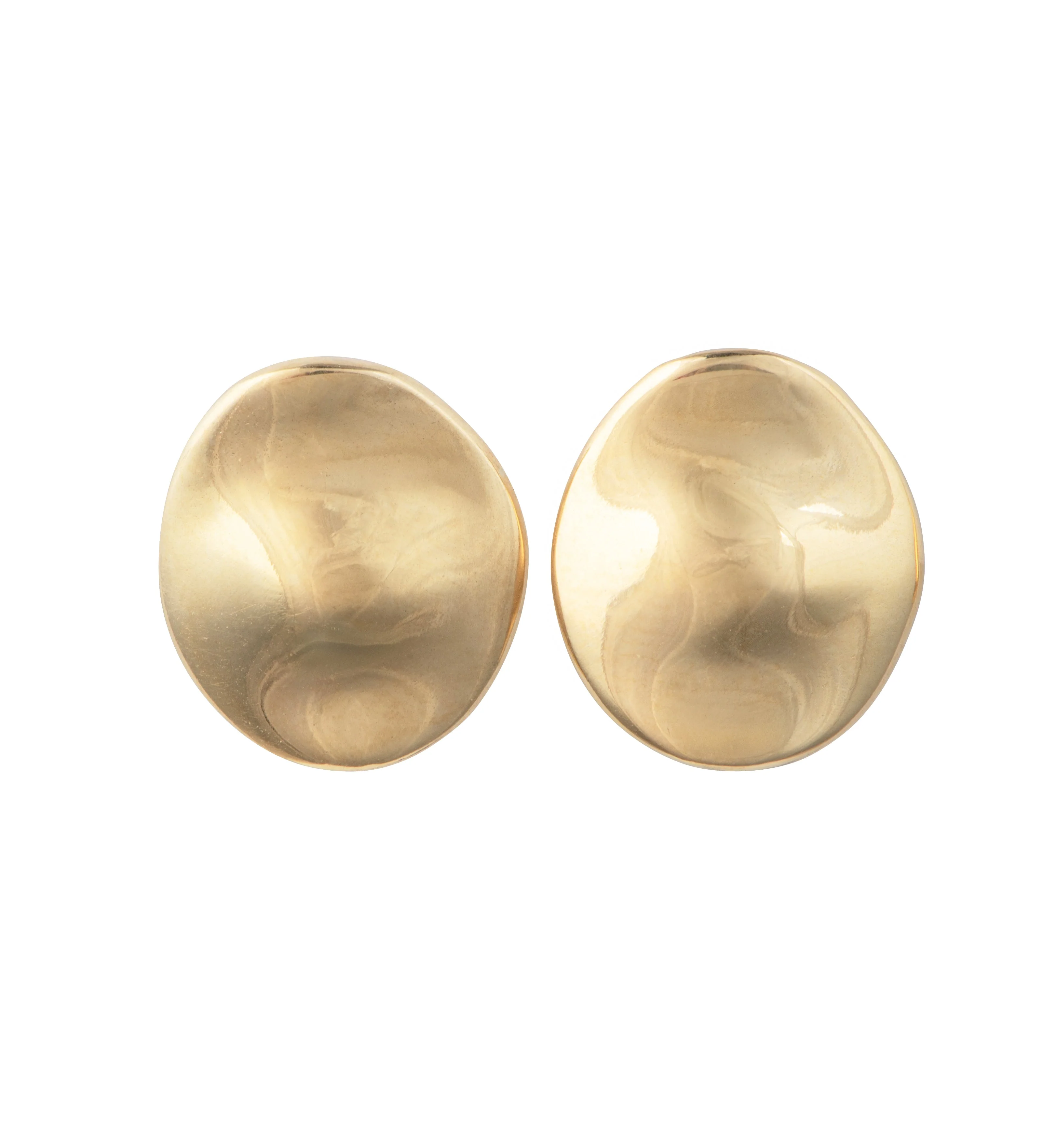 Gold Plated Sterling Silver Round Organic Dome Shaped Studs - Image 2