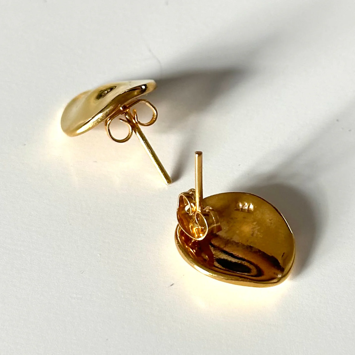 Gold Plated Sterling Silver Round Organic Dome Shaped Studs - Image 3