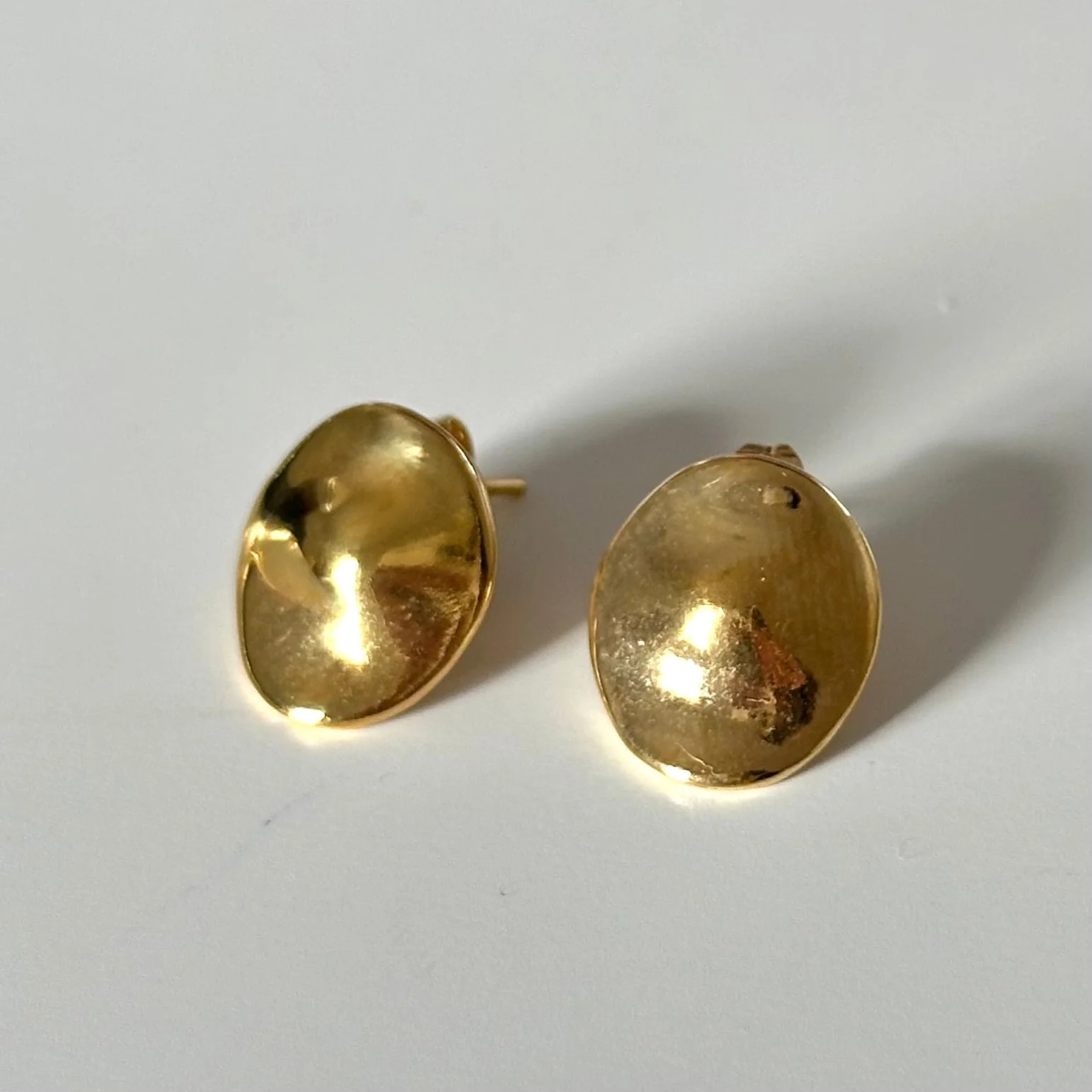 Gold Plated Sterling Silver Round Organic Dome Shaped Studs - Image 5