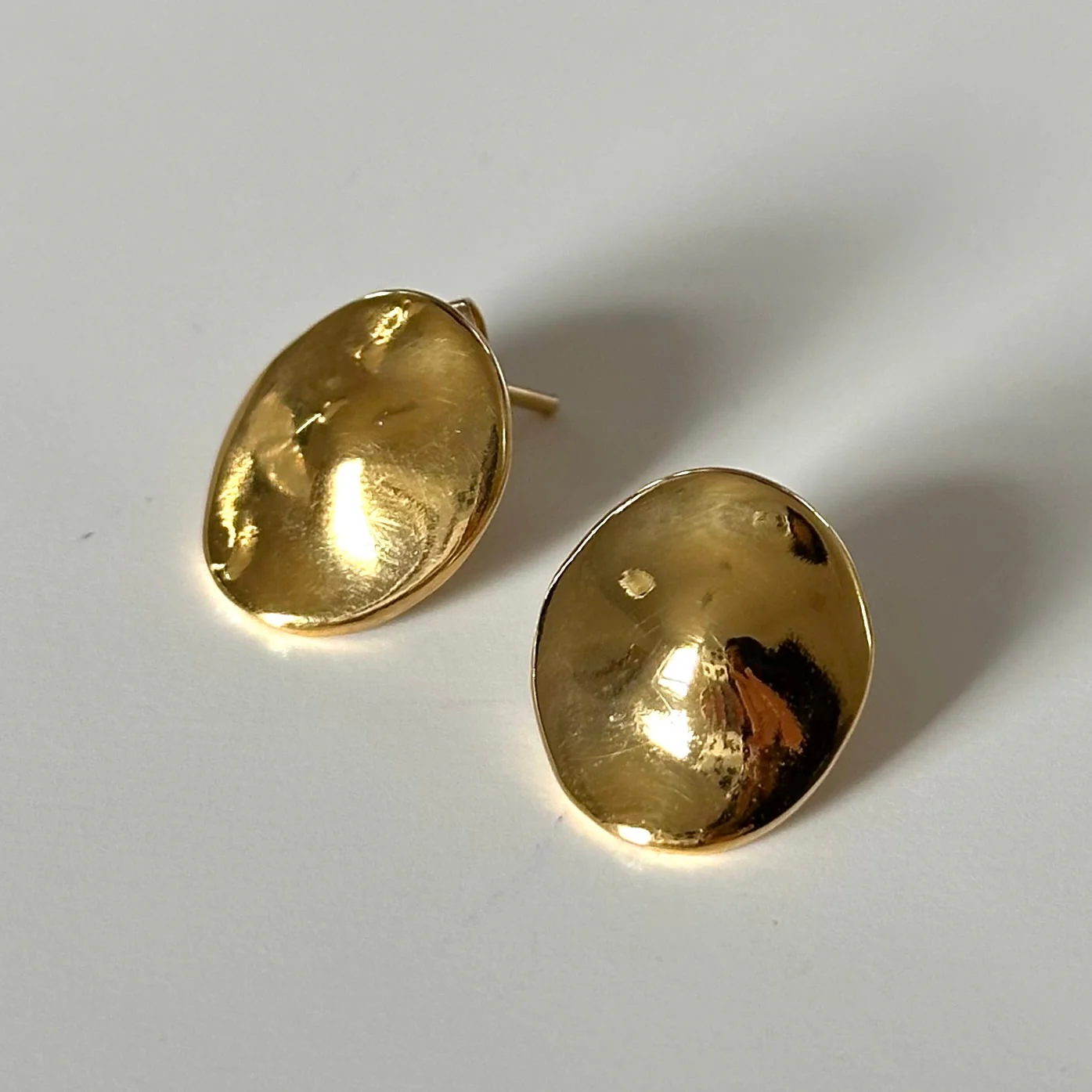 Gold Plated Sterling Silver Round Organic Dome Shaped Studs - Image 6