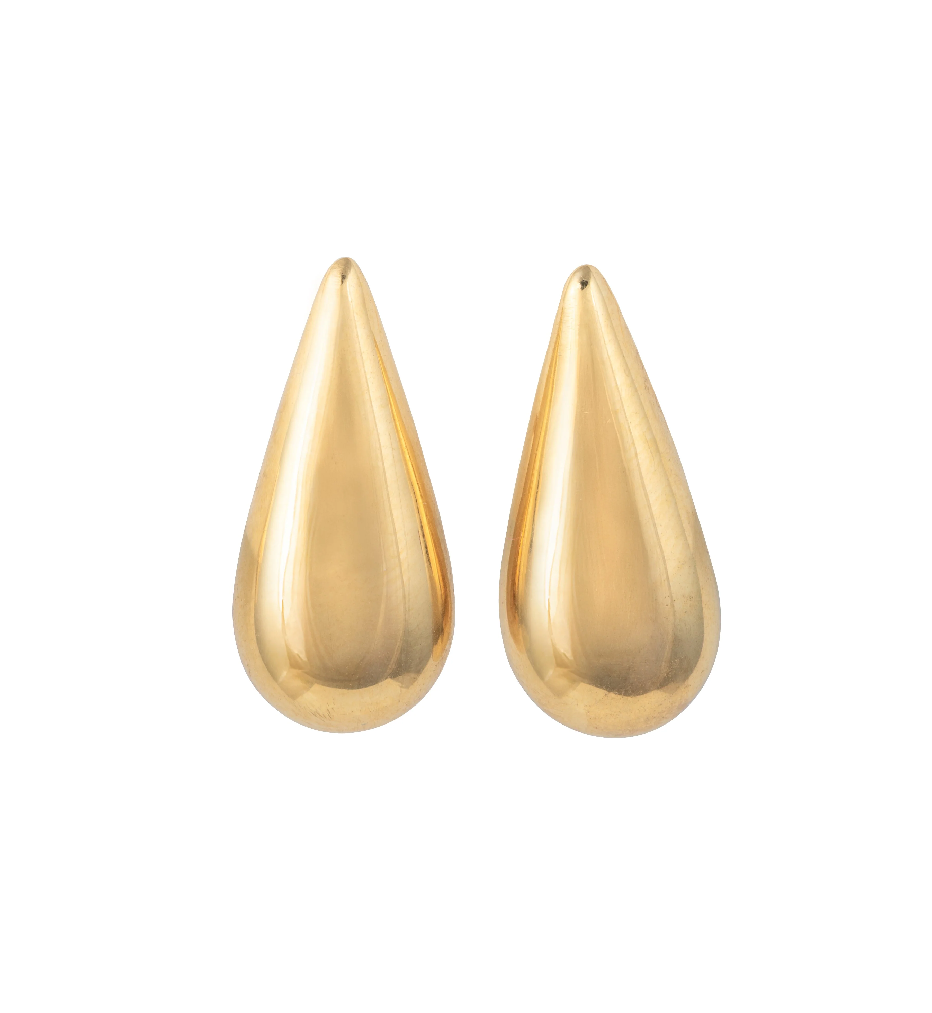 Gold Plated Sterling Silver Teardrop Shaped Stud Earrings - Image 2