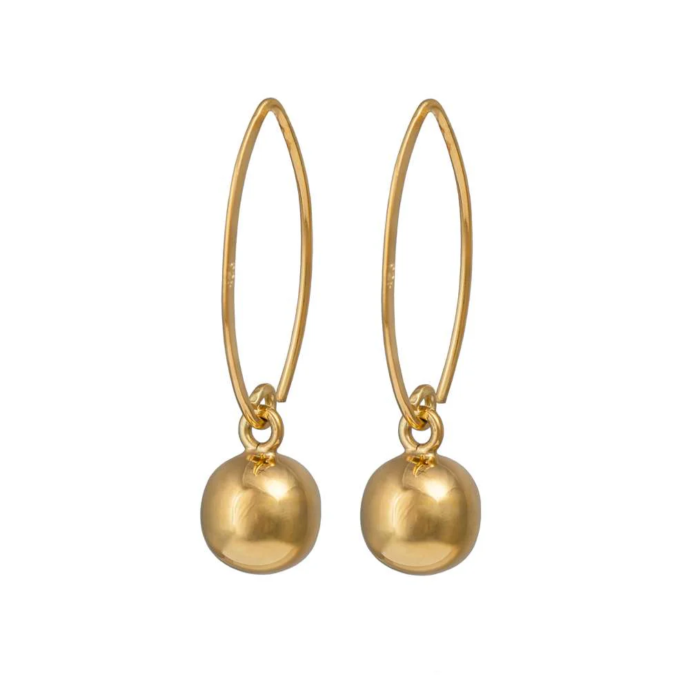 Gold Plated Sterling Silver Threader Earrings - Sphere - Image 2