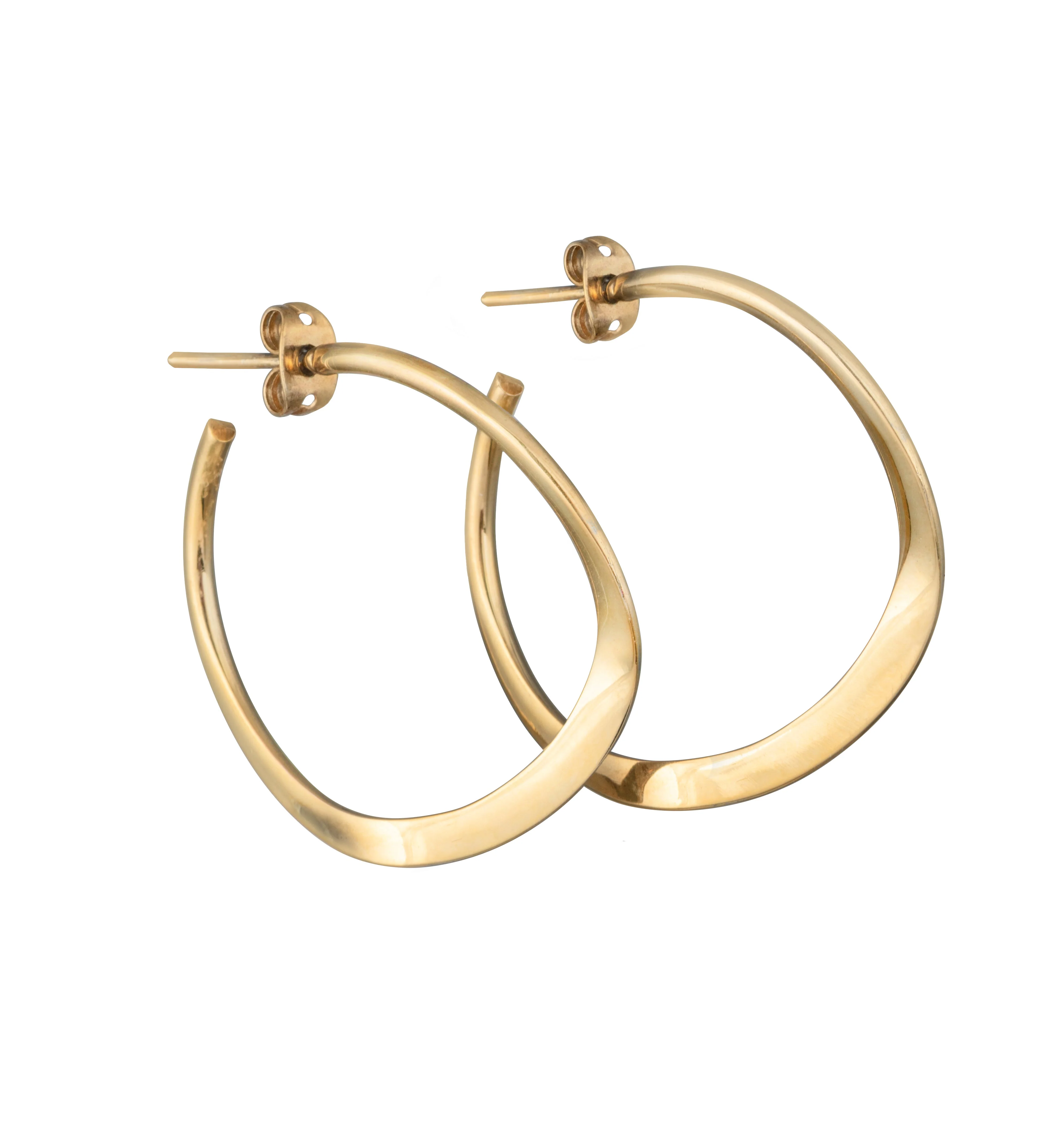 Gold Plated Sterling Silver Wavy Hoop Earrings - Image 2