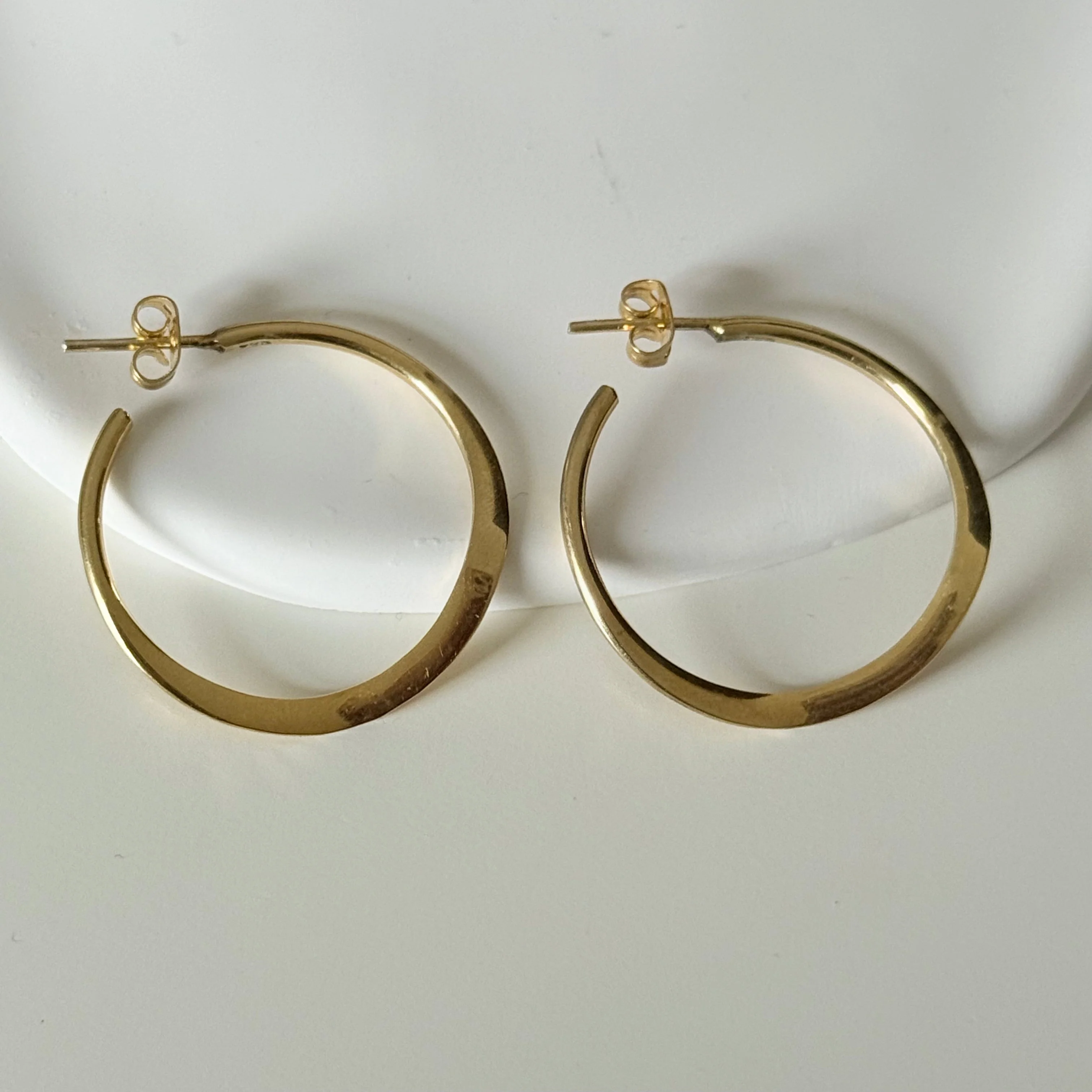Gold Plated Sterling Silver Wavy Hoop Earrings - Image 3