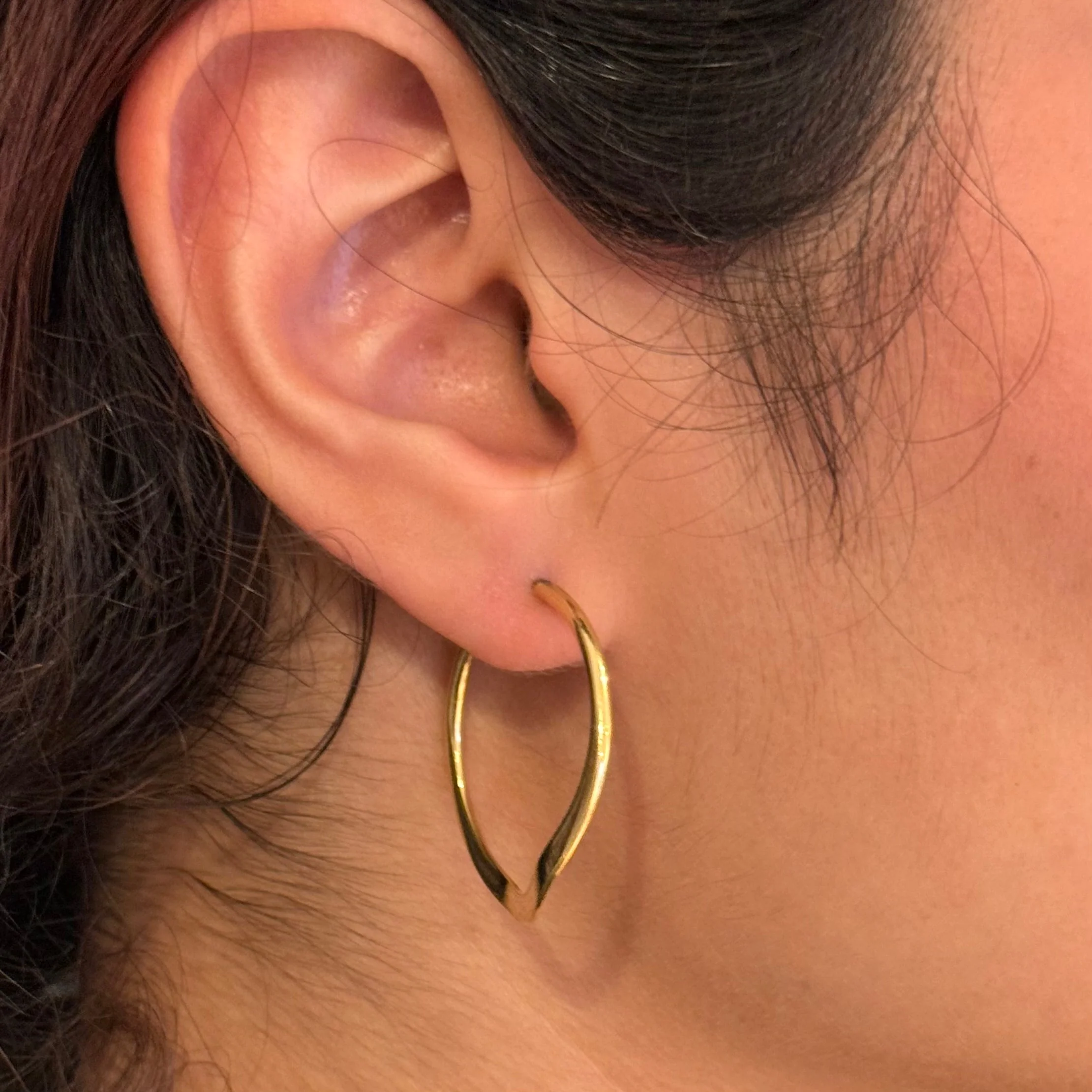 Gold Plated Sterling Silver Wavy Hoop Earrings - Image 5
