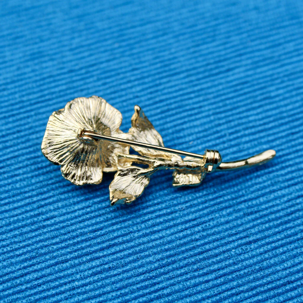 Gold Rose with Pearl Brooch - Image 3