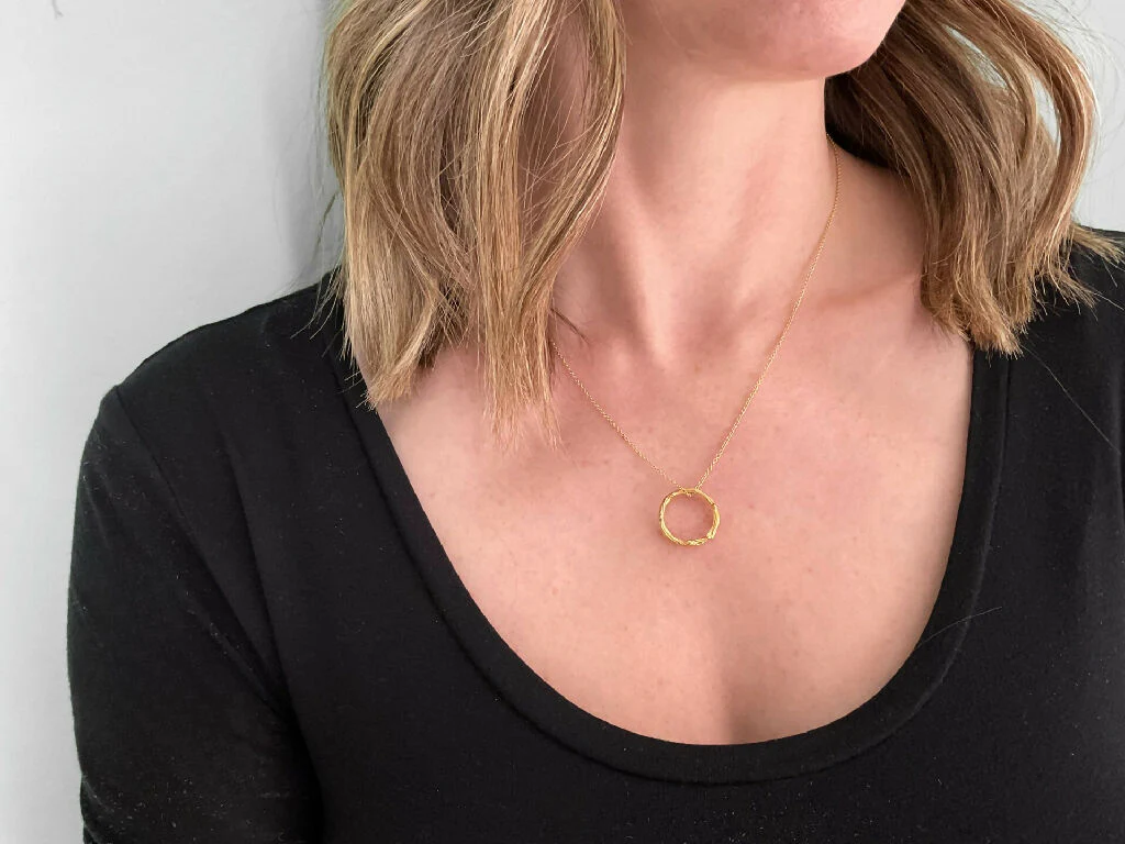 Gold Twig Ring Necklace - Image 2