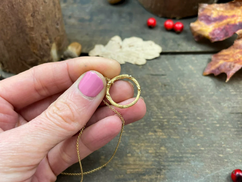 Gold Twig Ring Necklace - Image 4