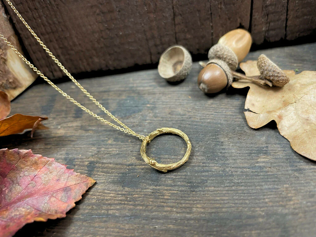 Gold Twig Ring Necklace - Image 6