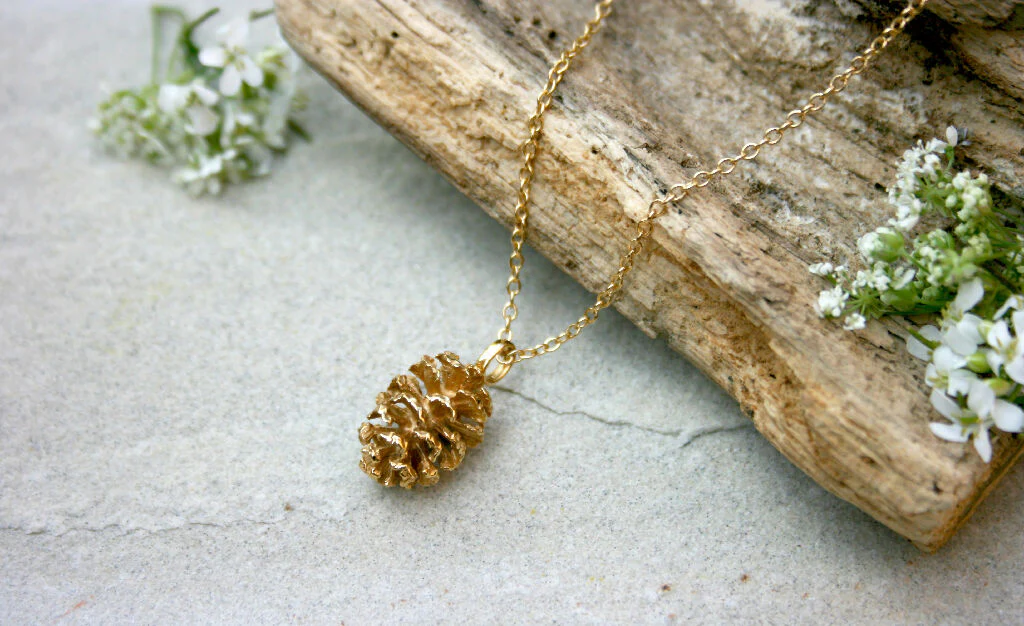 Gold Vermeil Pinecone Necklace - Image 2