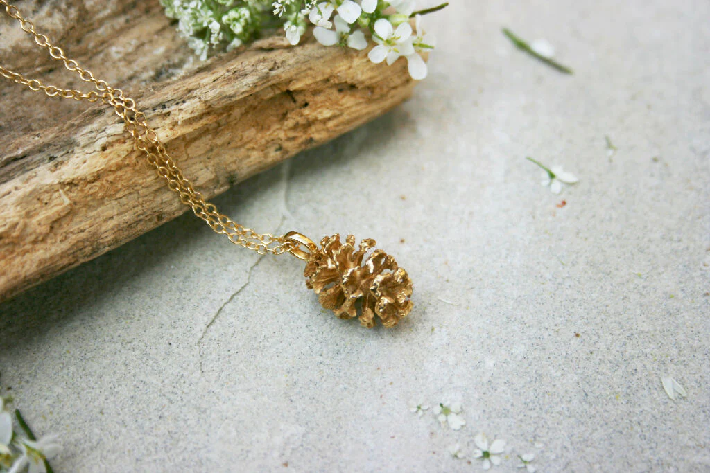 Gold Vermeil Pinecone Necklace - Image 4