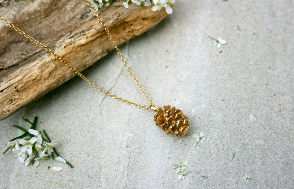 Gold Vermeil Pinecone Necklace - Image 5