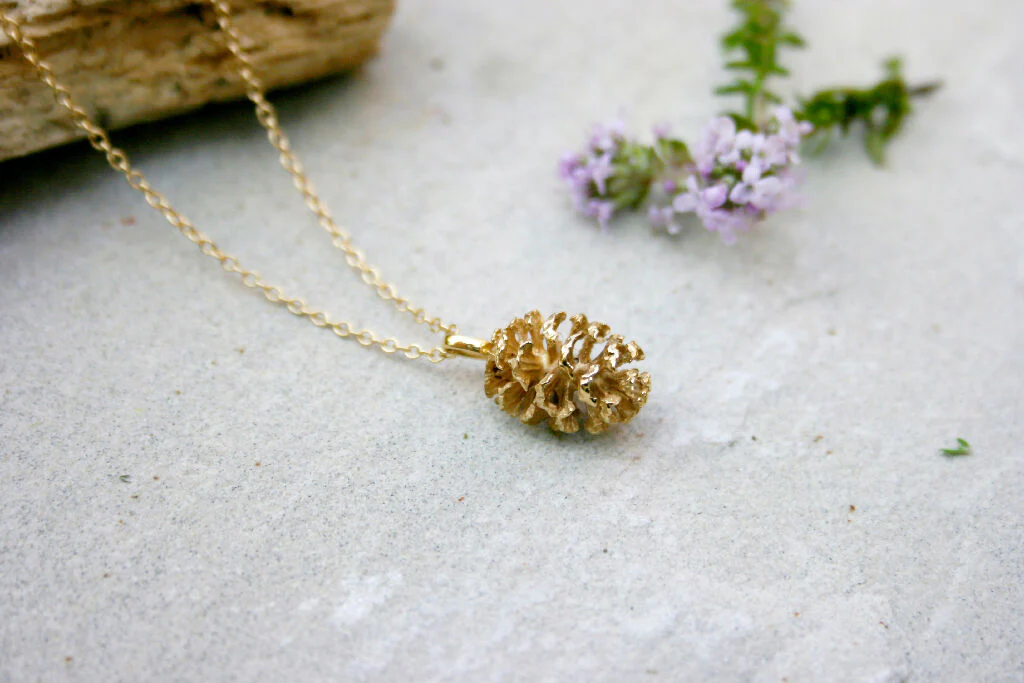 Gold Vermeil Pinecone Necklace - Image 6