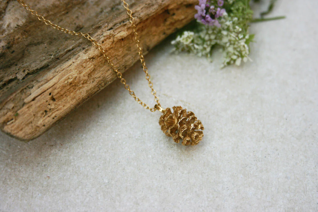 Gold Vermeil Pinecone Necklace - Image 7