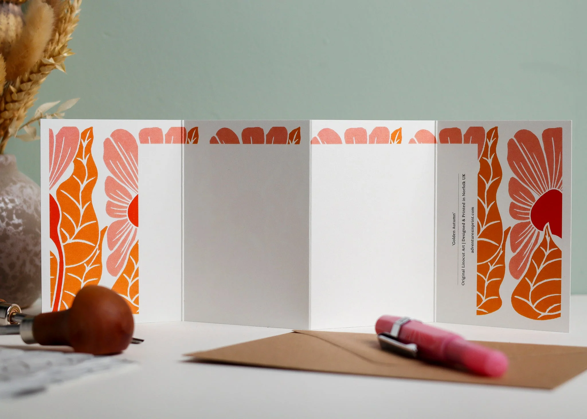 Golden Autumn Garland Card | Single Card & Envelope - Image 2