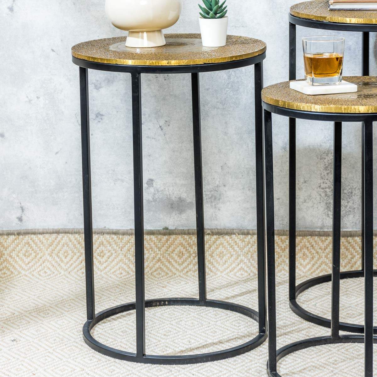 Golden Brass Round Side Tables - Image 5