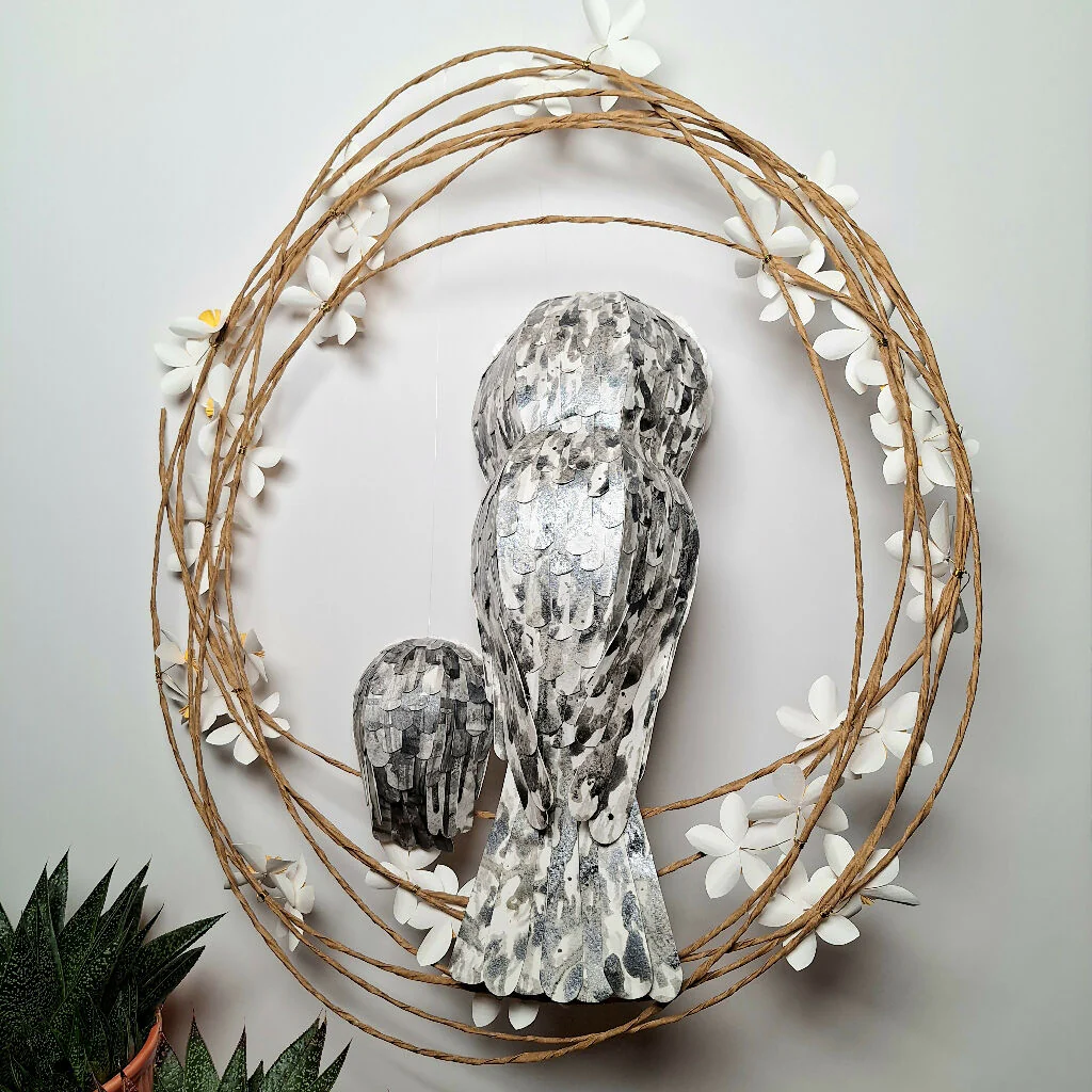 Great Grey Owl Mama and Baby Wall art paper sculpture - Image 6