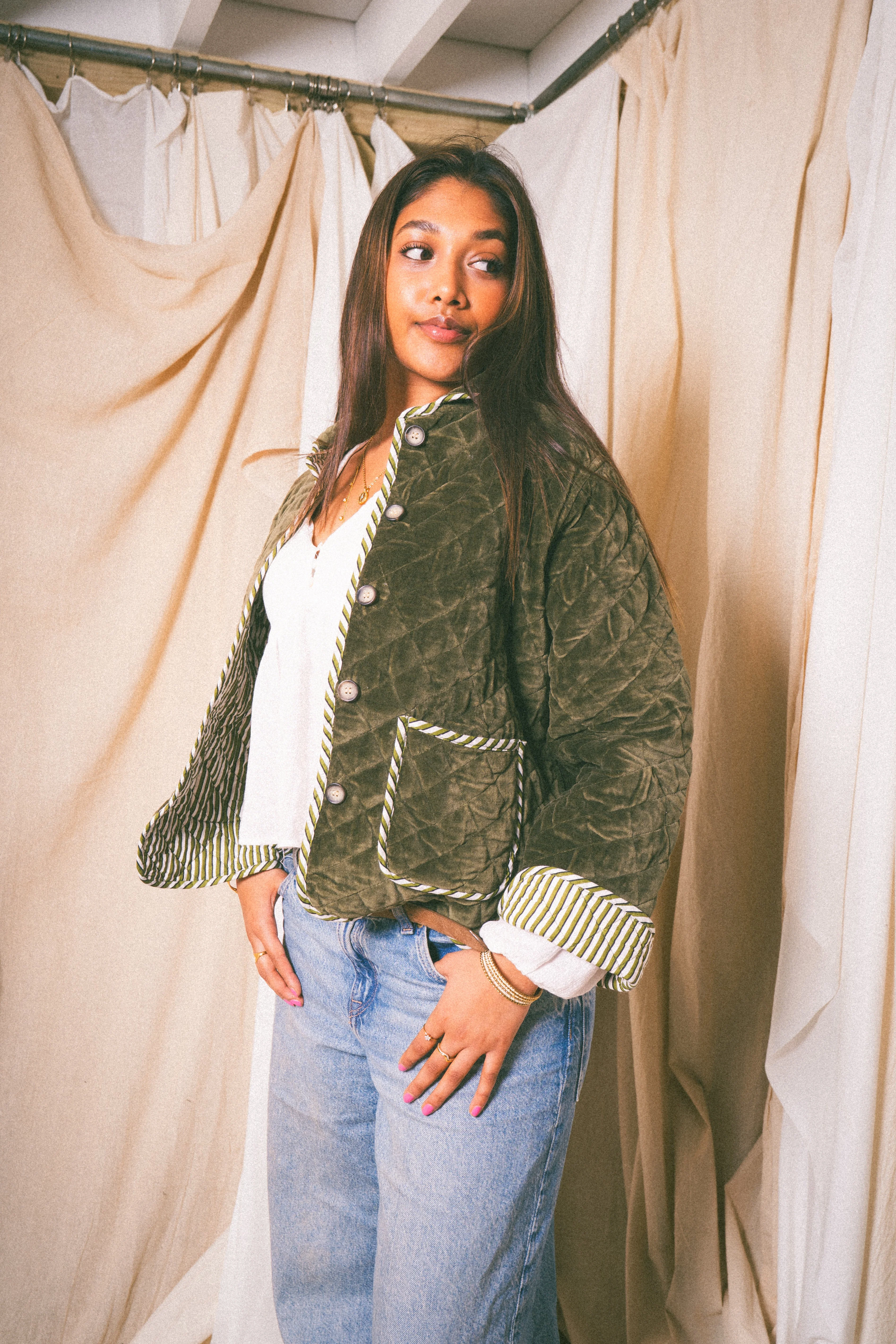 Green Burford Velvet Jacket - Image 3