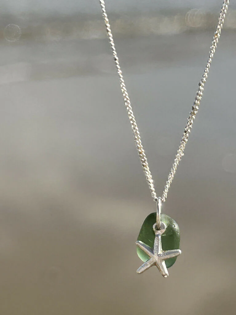 Starfish, Sea Glass & Silver Necklace - Image 3