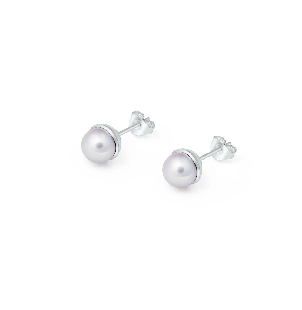 Grey Freshwater Pearl Stud Earrings - Image 6