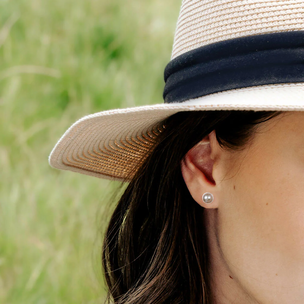 Grey Freshwater Pearl Stud Earrings - Image 8