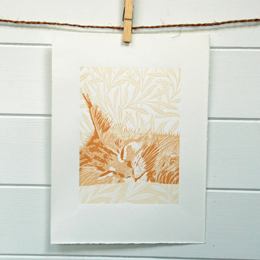 Grey Maine Coon Cat - Limited Edition - Original Linocut Print - Image 3