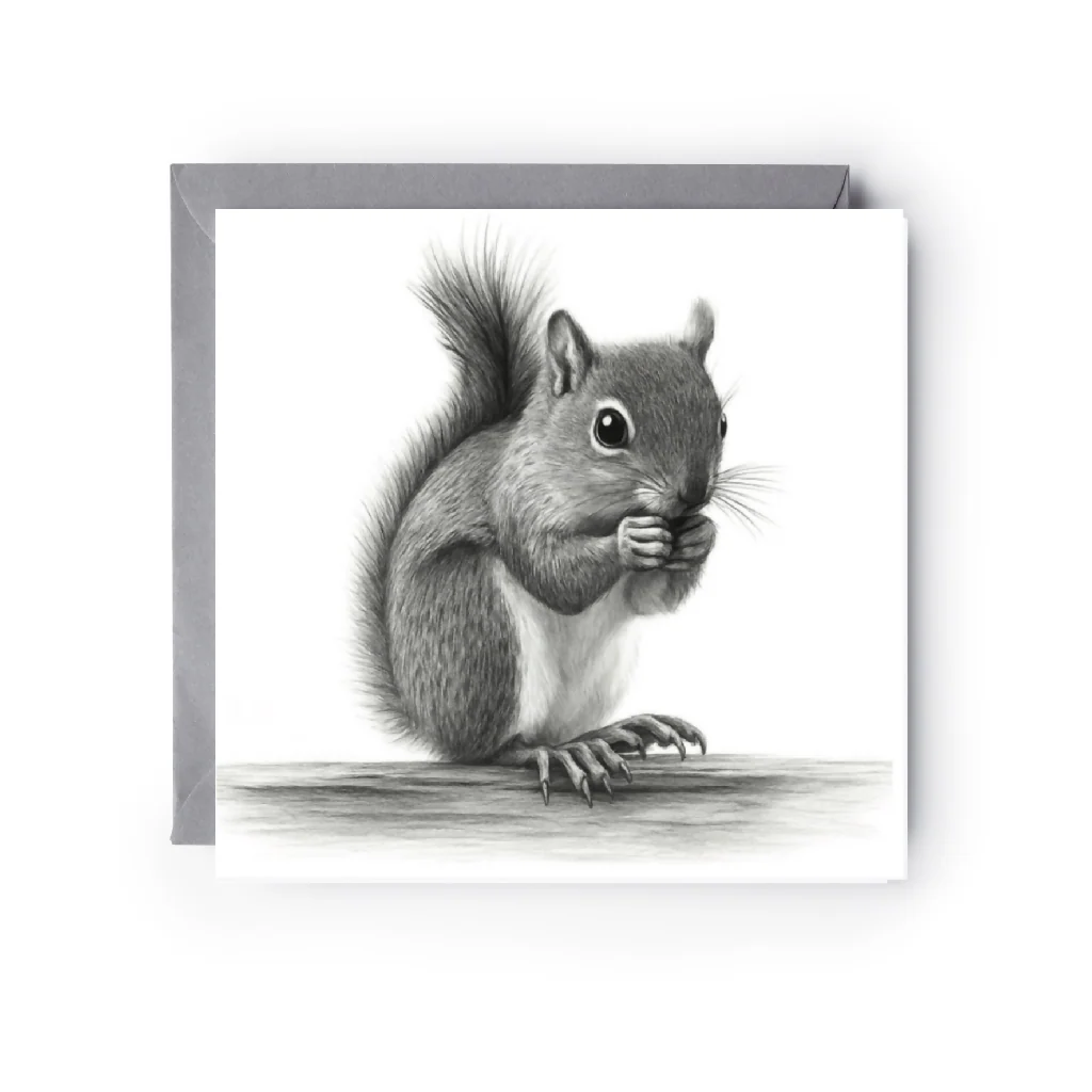 Grey Squirrel Hand Drawn Greeting Card – Cute Woodland Wildlife Illustration Countryside Card - Image 4