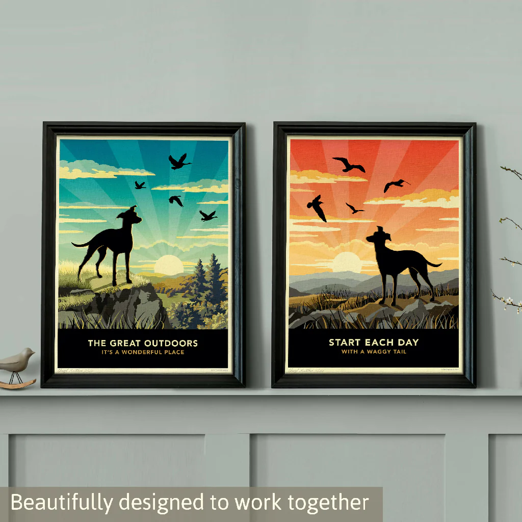 GREYHOUND OR WHIPPET ‘WAGGY TAILS’ LIMITED EDITION ART PRINT - Image 8