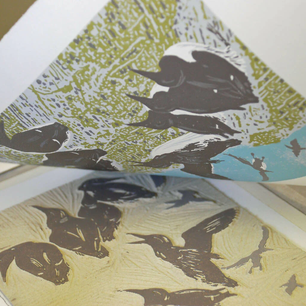 Guillemots, Bempton Cliffs - Limited Edition - Original Linocut Print - Image 4